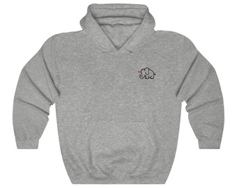 Mens Hooded Sweatshirt Original Literary Design Elephant Logo White M