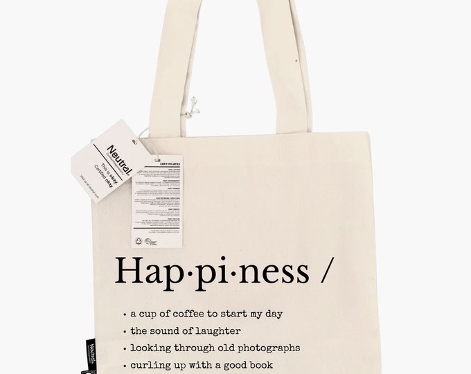 Natch Fairtrade Tote | Premium Quality  | GOTS Certified | Shopping Bag | Eco Friendly Gifts | Reusable Grocery Bag | Zero Waste l Happiness