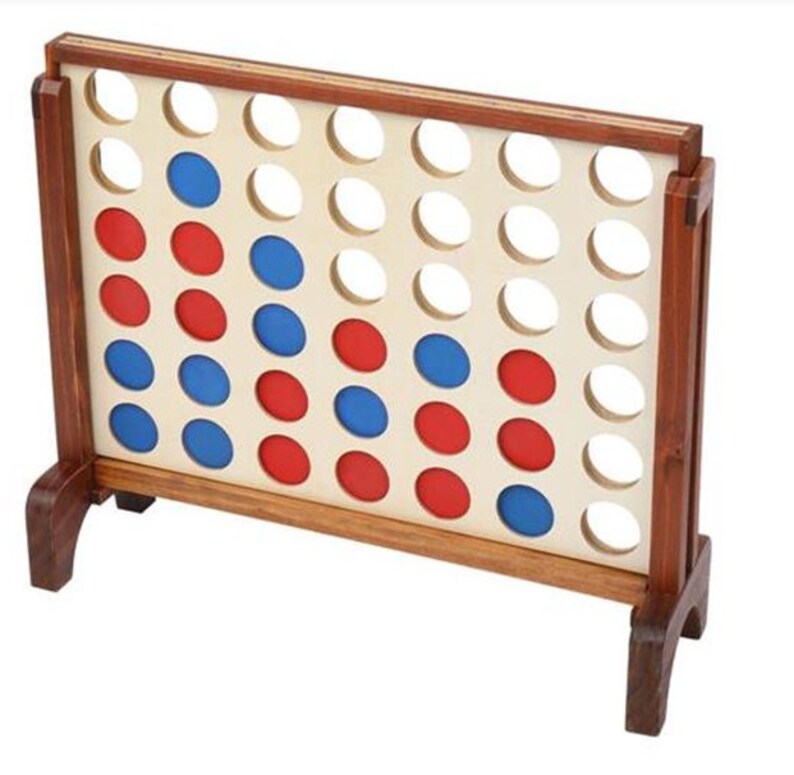 Family Game Fun for Adults and Kids\uff0cBrown Giant Wooden 4 in a Row Game with Storage Bag