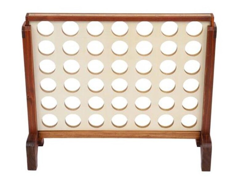 Family Game Fun for Adults and Kids\uff0cBrown Giant Wooden 4 in a Row Game with Storage Bag