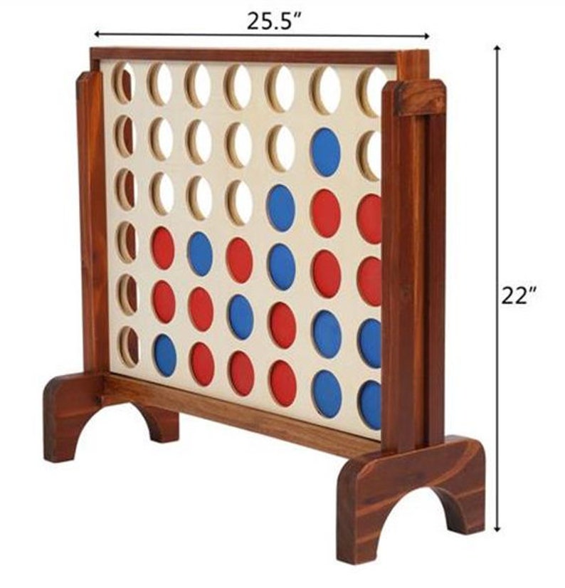 Family Game Fun for Adults and Kids\uff0cBrown Giant Wooden 4 in a Row Game with Storage Bag