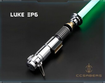 CCSabers LUKE EP6 RGB/Neopixel Sable de luz - ¡Núcleo de tablero profesional! Hoja brillante, empuñadura de metal con revestimiento sólido, sonido fuerte y suave.