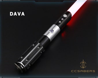 Sable de luz CCSabers DAVA RGB/Neopixel - - Sable de luz inspirado en Vader, hoja brillante, empuñadura sólida de metal completo, sonido cautivador de movimiento suave.