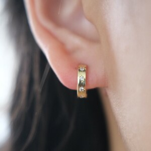 Cubic Zirconia Star Huggie Hoops, 18k Gold Plated Earrings, CZ Huggie Hoop Earrings, Real 18K Gold Plated, Silver Huggie Hoops, Gold Earring