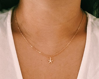 14k Gold Filled Dainty Seastar Chain Necklace, 14k Gold Dainty Necklace, Dainty Star Necklace, Starfish Necklace, Gold Necklace For Women