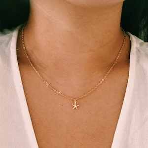 14k Gold Filled Dainty Seastar Chain Necklace, 14k Gold Dainty Necklace, Dainty Star Necklace, Starfish Necklace, Gold Necklace For Women