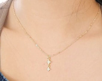 Dainty Stars CZ 14k Gold Filled Collar, Dainty Gold Filled Chain, Gold Filled Necklace, Cubic Zirconia Necklace, Star Necklace Gold