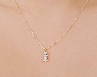 Dainty Marquise CZ 24k Gold Filled Necklace, Satellite Gold Filled Chain, Gold Filled  Necklace, Cubic Zirconia Necklace, Gold Filled Chain
