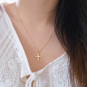 16k Gold Filled Cross Necklace, Gold-Filled Chain Necklace, Cross Necklace, Christian Necklace, Gold Filled Necklace for Women, Gold Cross