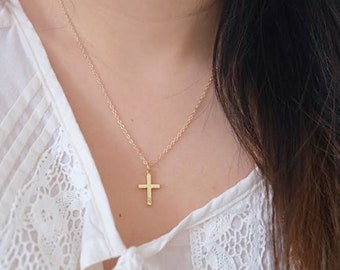 16k goud gevulde kruis ketting, goud gevulde ketting ketting, kruis ketting, christelijke ketting, goud gevulde ketting voor vrouwen, gouden kruis