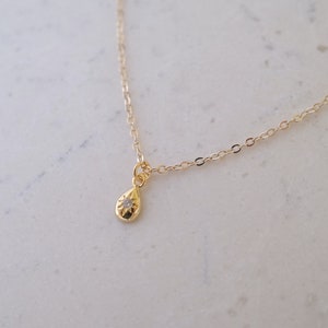 Dainty Teardrop CZ Gold Filled Necklace, 14k Gold-Filled Necklace, Gold Filled Chain, Cubic Zirconia Necklace, Women's Gold Filled Necklace