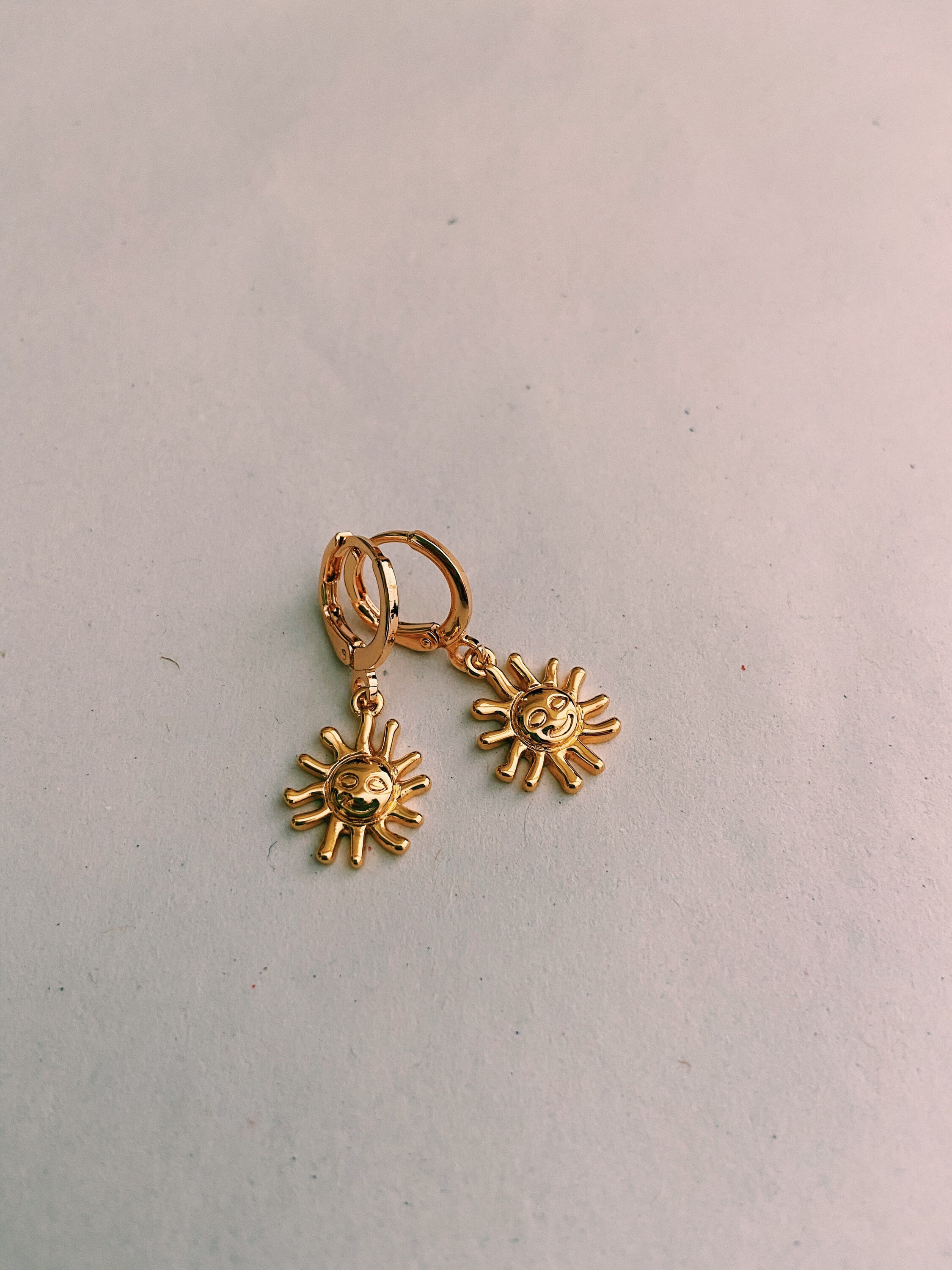 Gold Sun Huggie Hoop Earrings Gold Plated Small Hoop | Etsy