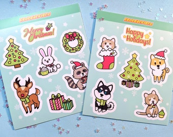 Winter Holiday Animals Sticker Sheet Set