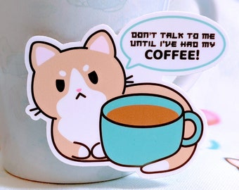 Kafein the Kawaii Angry Cat Coffee Love Sticker