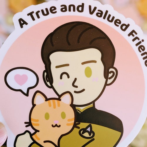 Star Trek Data Illustration Data and His Cat Spot Drawing Etsy