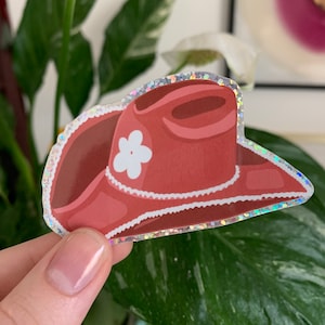 Sticker chapeau de cowboy, vinyle scintillant
