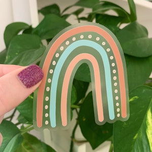 Doorzichtige boho-regenboogsticker 2,86 x 3 inch
