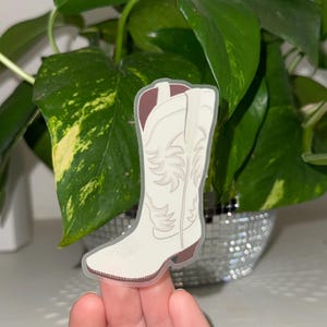 Autocollant blanc pour bottes de cow-boy 2,1 po. x 3 po.