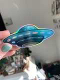 Holographic UFO , 3.5" x 1.5", Waterproof Vinyl Laptop, Water Bottle Sticker