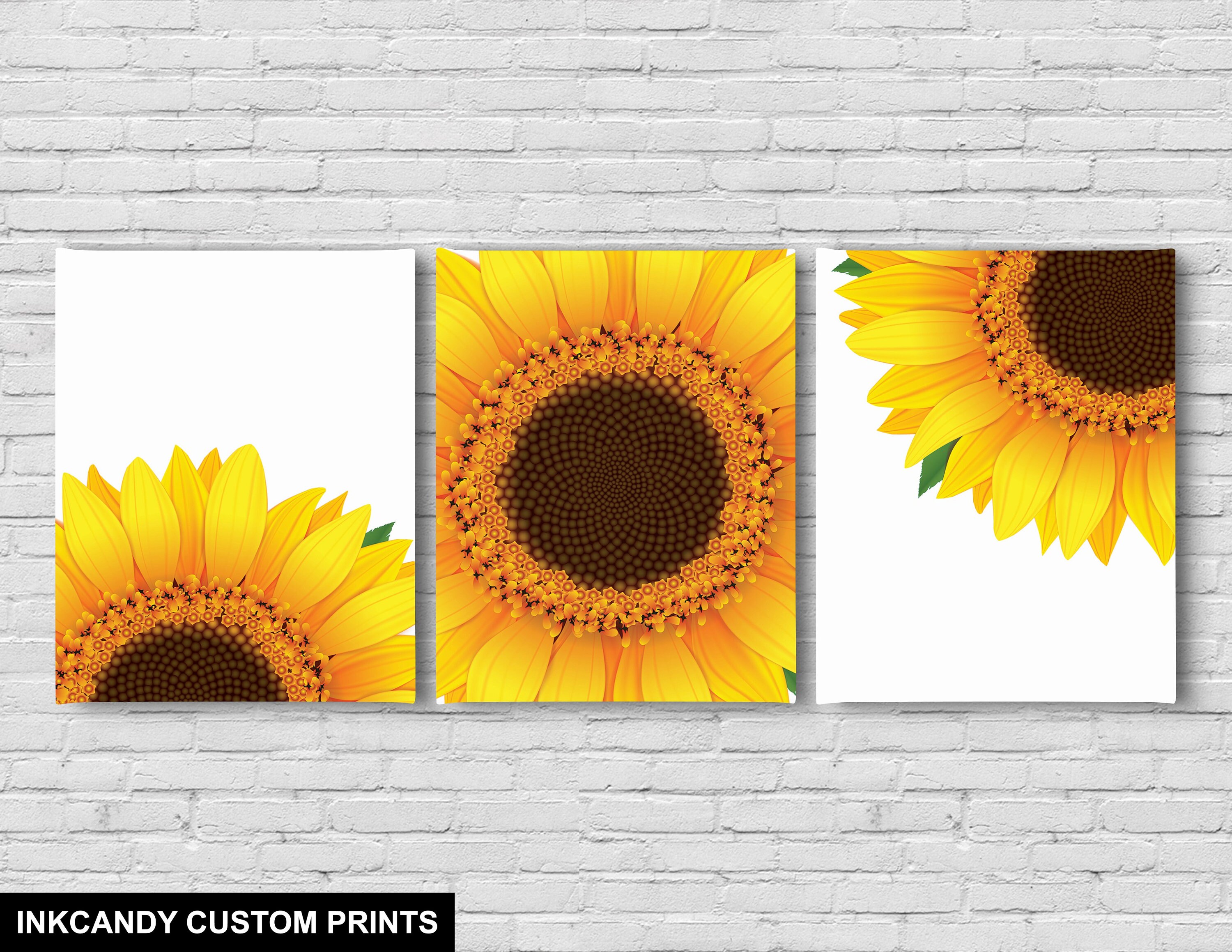 3 Piece Sunflower Wall Decor Wall Art Set Sunflower Art On Etsy