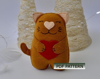PDF Sewing Pattern: Felt Cat With a DIY Cat Toy Easy