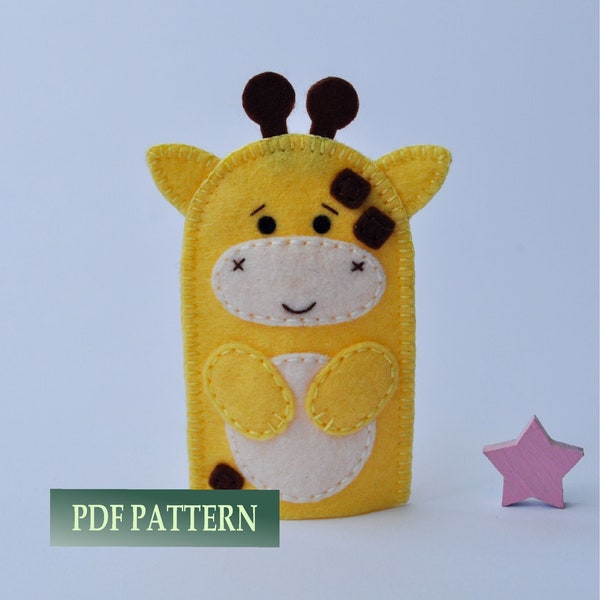 PDF pattern: felt finger puppet pattern giraffe. Easy sewing e-pattern and tutorials.