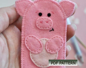 PDF-patroon voor het naaien van een vilten vingerpop, eenvoudig doe-het-zelfspeelgoed voor kinderen en beginners