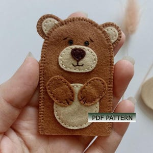 Patron PDF – Marionnette à doigt ours en feutre. Tutoriel couture ours en peluche, jouet en feutre bricolage