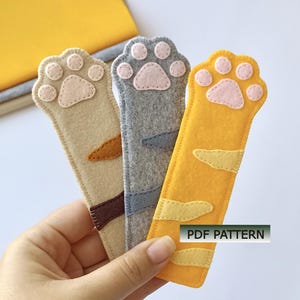 Felt Cat Paw Bookmark Pattern PDF DIY Sewing Template With SVG Cut File