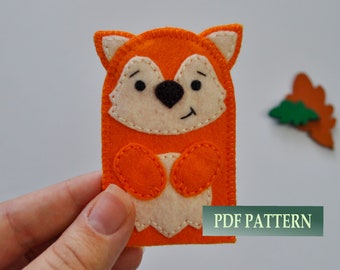 PDF pattern: felt finger puppet pattern fox. Easy sewing e-pattern and tutorials.