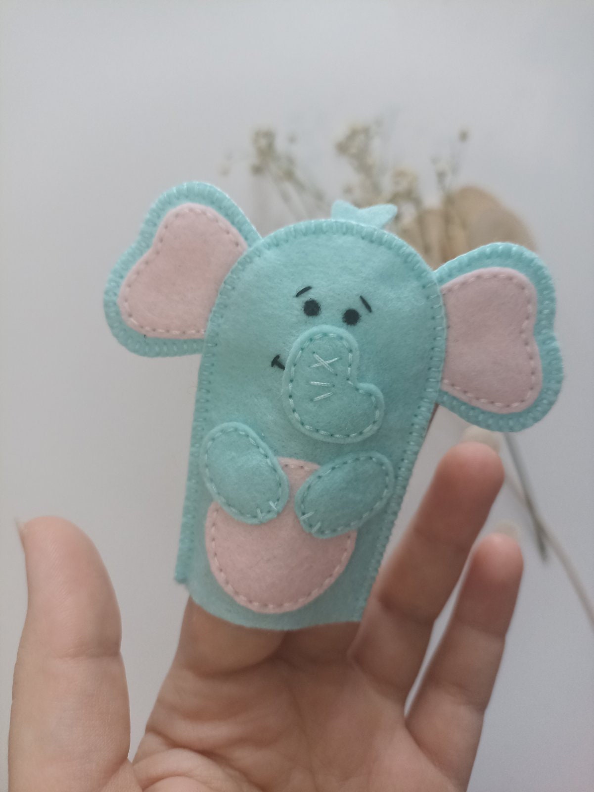 PDF Pattern, Felt Patter, Elephant Finger Puppet Pattern, Elephant Sewing Tutorial, DIY Felt Toy
