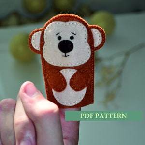 Finger Puppets Sewing Pattern - PDF ePATTERN for monkey.