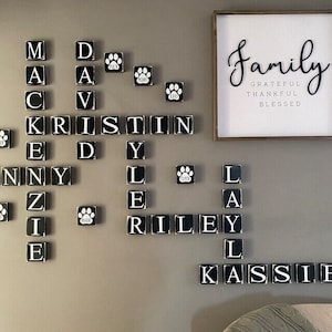 SCRABBLE PIECE SIGN, Personalized Scrabble Wall Art, Wall Tiles, Large Scrabble Letters,