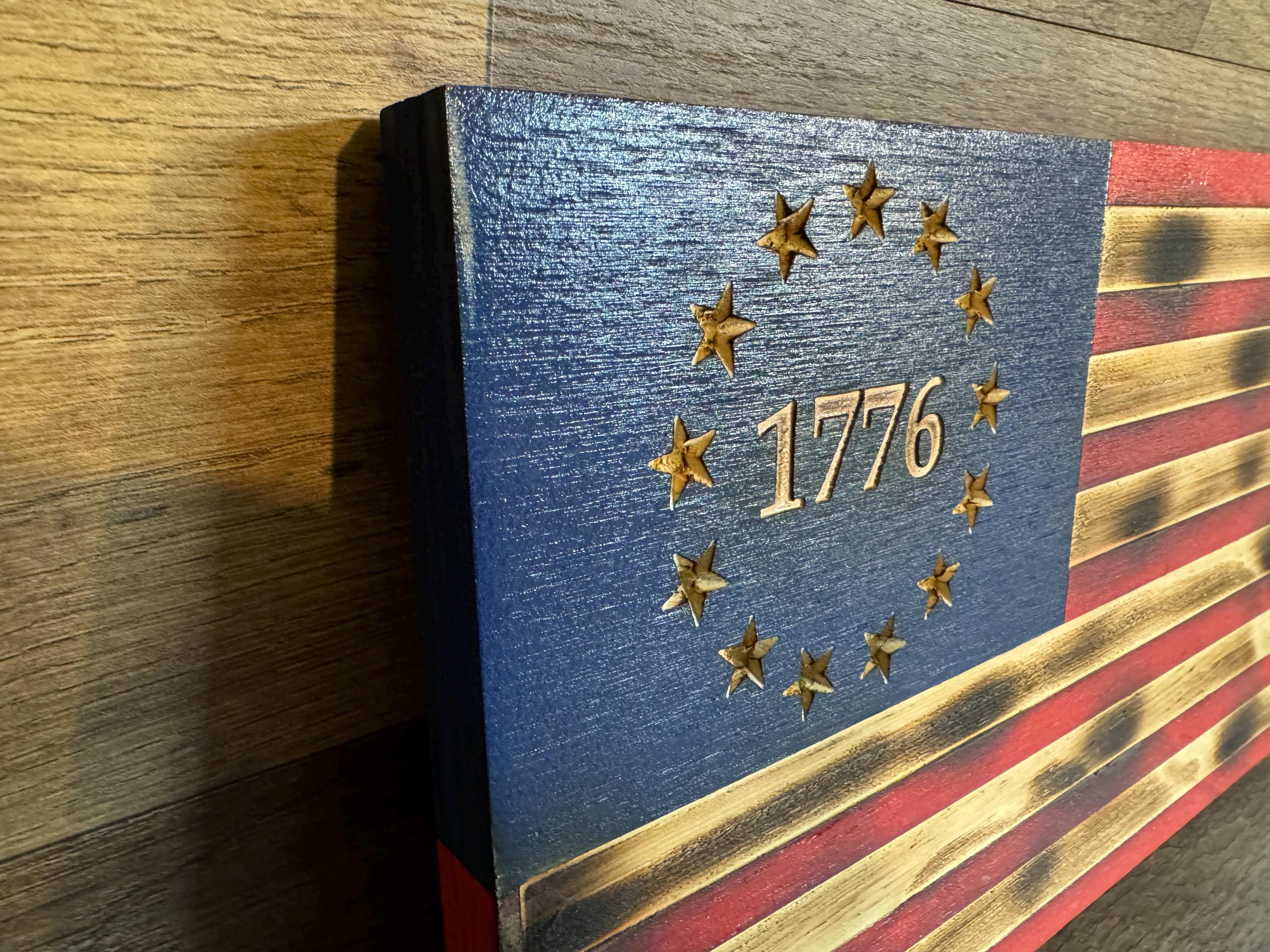 Burnt Wood American Flag: Rustic 1776 Betsy Ross Decor - Etsy