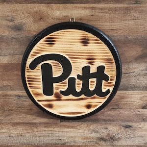 CNC Carved Wood College Team Sign: Pitt Decor