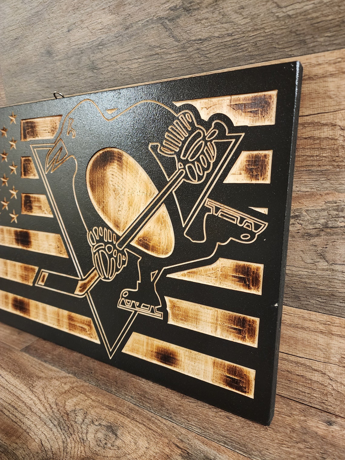 WinCraft Set Bandiera E Asta Pittsburgh Penguins - Bandiera 90x150cm Con Kit Da Palo E Staffa Regolabile - Ufficiale NHL