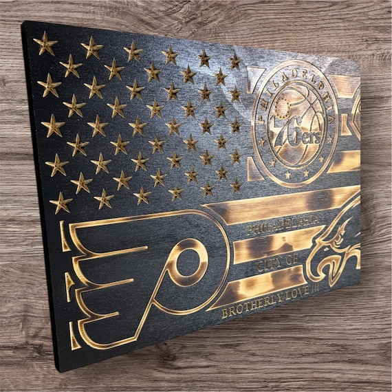Philadelphia Sports Teams Wooden Flag: Phillies, Eagles, 76ers