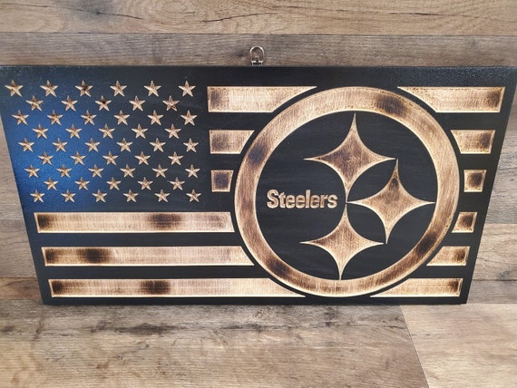 Marrón Pittsburgh Steelers Manga Corta Tops. US