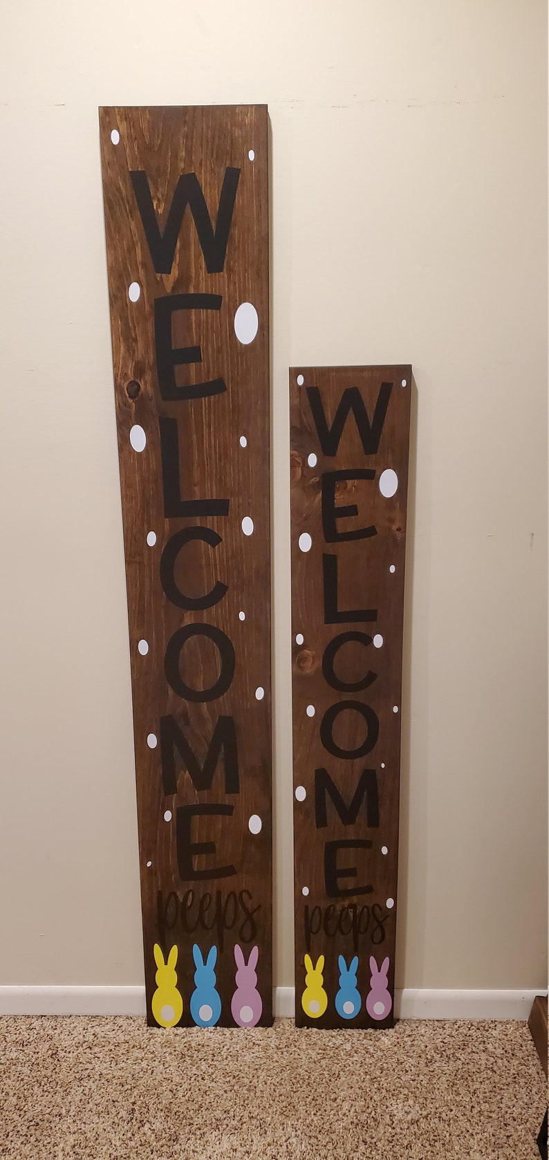 WELCOME PEEPS front Porch sign, Spring Porch Sign, Holiday Porch sign, Easter Porch sign, Bunny Sign, Rustic Sign image 3