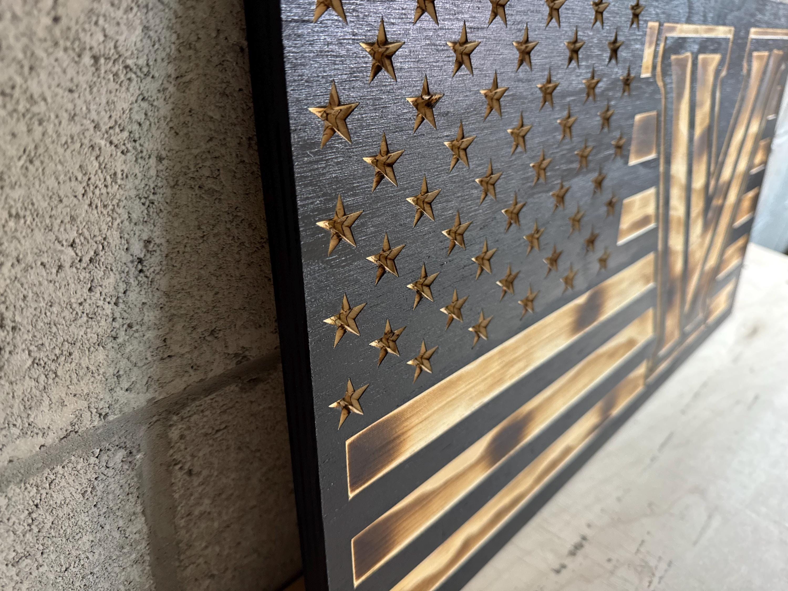 最大 HRC フラッグ 2400×1600㎜ P5369 USA 旗 インテリア Villanova Wildcats Wooden Flag, Rustic Burnt Wood American Flag