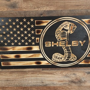 Rustic Burnt American Flag, Handcrafted Shelby American Flag, Farmhouse Flag, Americana Decor, Muscle Car American Flag
