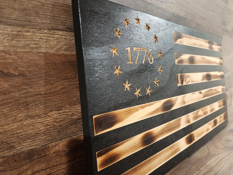 Burnt Wood American Flag: Rustic 1776 Betsy Ross Decor - Etsy