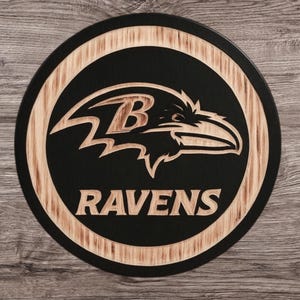 Handcrafted Baltimore Ravens Wooden Sign: Football Fan Gift