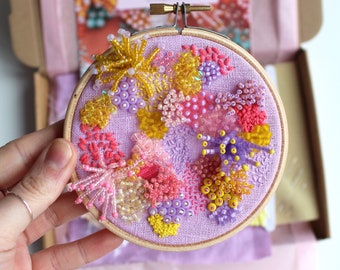 DIY Beaded Embroidery Kit in 'Lilac'