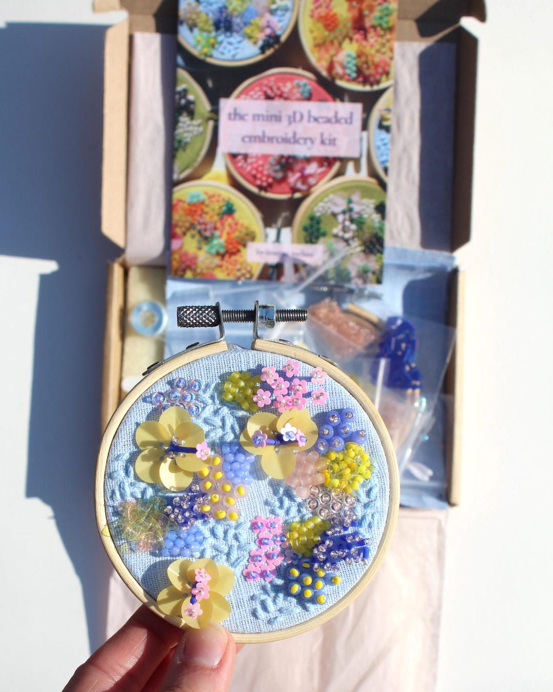 Mini Embiodery Set Mini Bead Embroidery Kit in Blue - Etsy