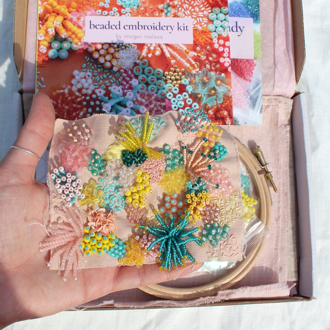 DIY Beaded Embroidery Kit in 'pastel' - Etsy
