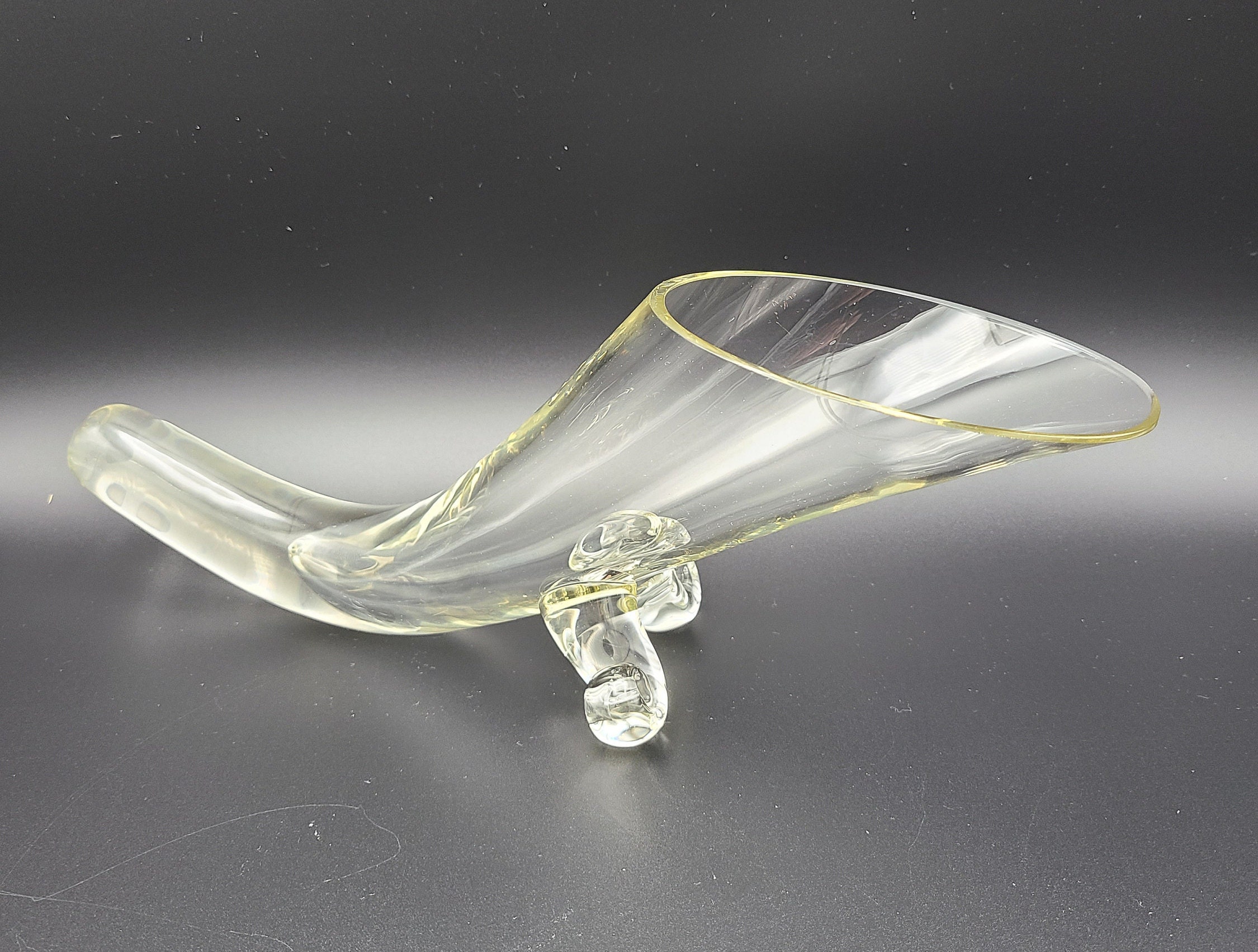 Vintage Mid Century Glass Funnel Vase Etsy