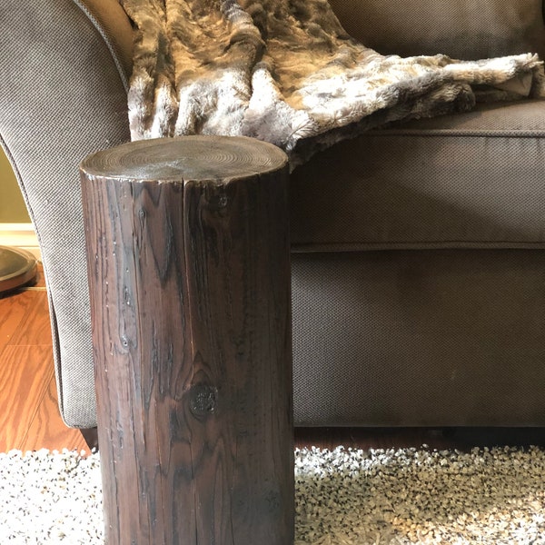 Charred Stump Stool, End Table, Cedar, Shou Sugi Ban, Yuki Sugi, Decor