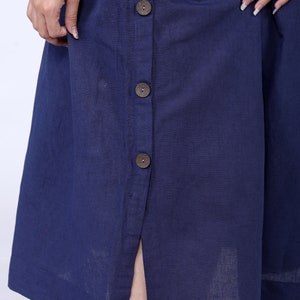 Blue Linen skirt / Elastic waist linen skirt / Midi Linen Skirt / Knee length skirt for women. Boho skirt. High waisted skirt. Free shipping