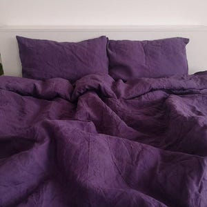 Purple Duvet cover with pillow shams / Full, twin, 90x90, king, custom size bed |  linen Bedding set/ Farmhouse bedding